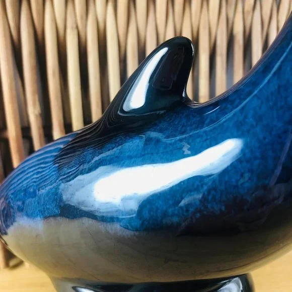 Orca Whale Figurine by Blue Mountain Pottery Blue Glaze
